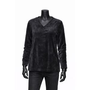 D&Co Active Women's‎ Plush Fleece Pullover Top Black V-Neck Size [S]